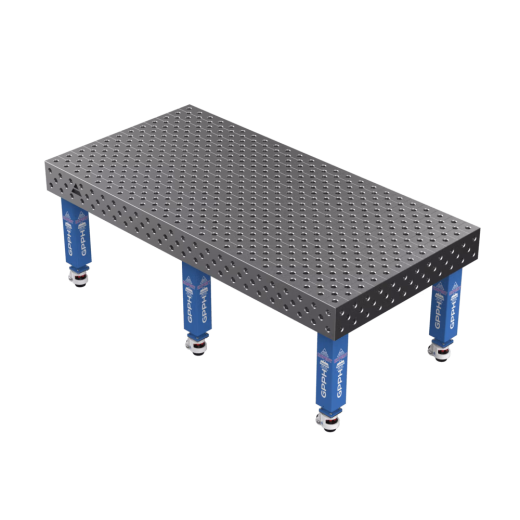 Schweißtisch EXPERT 25 mm – 2400 × 1200 mm – auf Rädern – diagonales Raster