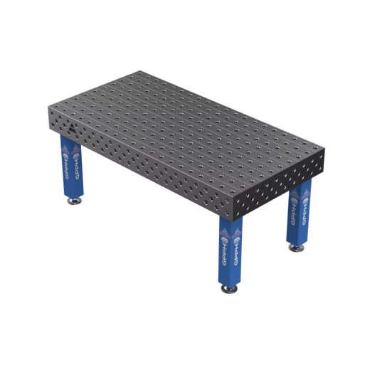 Schweißtisch EXPERT 25 mm – 2000 × 1000 mm – auf Füßen – Ø28 mm / 100×100 mm Raster