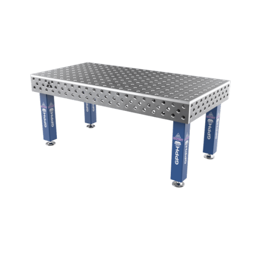 Schweißtisch EXPERT 25 mm – 2000 × 1000 mm – auf Füßen – Ø28 mm / 100×100 mm Raster