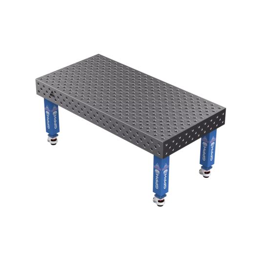 Schweißtisch EXPERT 25 mm – 2000 × 1000 mm – auf Rädern – diagonales Raster