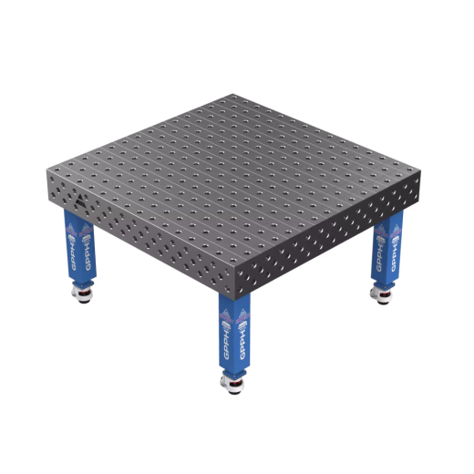 Schweißtisch EXPERT 25 mm – 1500 × 1480 mm – auf Rädern – Ø28 mm / 100×100 mm Raster
