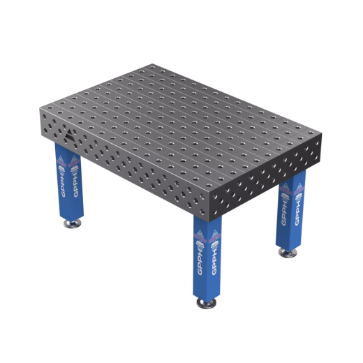 Schweißtisch EXPERT 25 mm – 1500 × 1000 mm – auf Füßen – Ø28 mm / 100×100 mm Raster
