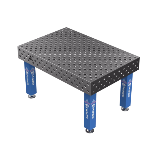 Schweißtisch EXPERT 25 mm – 1500 × 1000 mm – auf Füßen – diagonales Raster