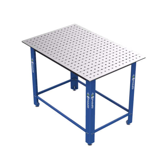 Schweiß- und Montagetisch DIY 8 mm – 1200 x 800 mm – auf Füßen – Ø16 mm / 50×50 mm Raster