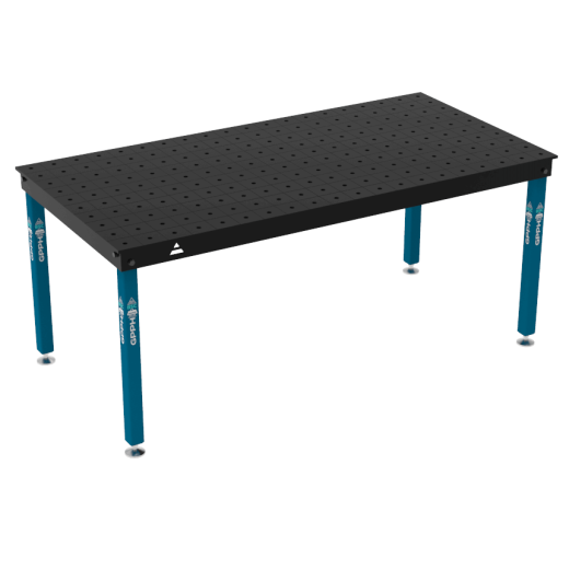 Schweiß- & Montagetisch BASIC 12 mm – 2000 × 1000 mm – auf Füßen – Ø16 mm / 100×100 mm Raster