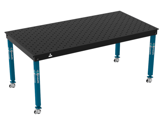 Schweiß- & Montagetisch BASIC 12 mm – 2000 × 1000 mm – auf Rädern – diagonales Raster