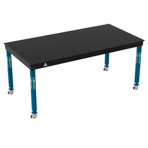 Schweiß- & Montagetisch BASIC 12 mm – 2000 × 1000 mm – auf Rädern – Ø16 mm / 50×50 mm Raster