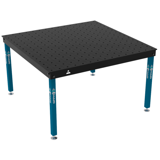 Schweiß- & Montagetisch BASIC 12 mm – 1500 × 1480 mm – auf Füßen – Ø16 mm / 100×100 mm Raster