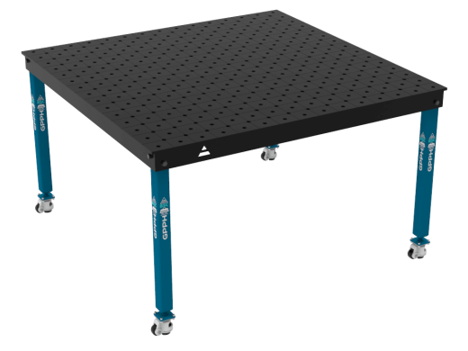 Schweiß- & Montagetisch BASIC 12 mm – 1500 × 1480 mm – auf Rädern – diagonales Raster