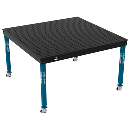 Schweiß- & Montagetisch BASIC 12 mm – 1500 × 1480 mm – auf Rädern – Ø16 mm / 50×50 mm Raster