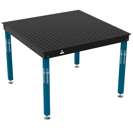 Schweiß- & Montagetisch BASIC 12 mm – 1200 × 1200 mm – auf Füßen – Ø16 mm / 50×50 mm Raster