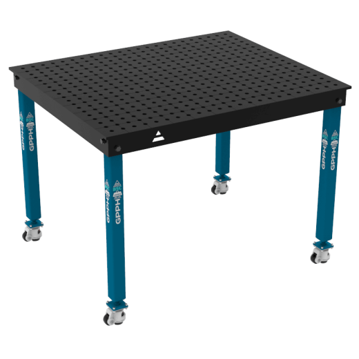 Schweiß- & Montagetisch BASIC 12 mm – 1200 × 1000 mm – auf Rädern – Ø16 mm / 50×50 mm Raster