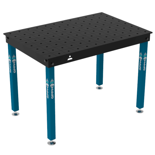 Schweiß- & Montagetisch BASIC 12 mm – 1200 × 800 mm – auf Füßen – Ø16 mm / 100×100 mm Raster