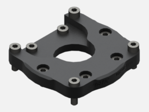 Fixing flange EQC100-A for robots with ISO 9409-1-100-4-M8 interface. Screws, sleeves and centering pins included.