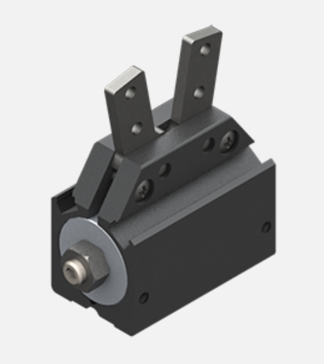 Selbstzentrierender, pneumatischer Winkelgreifer, normal geöffnet, 2,5/8 bar, M5