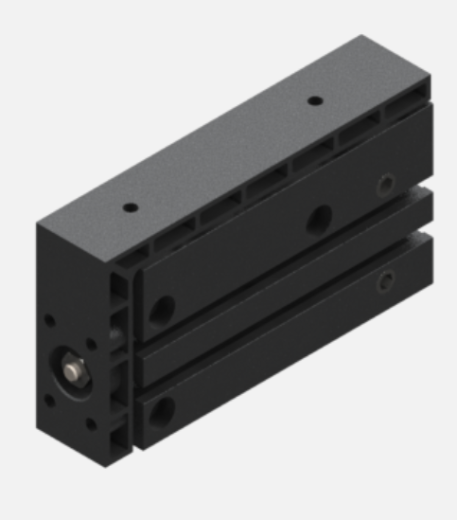 Pneumatischer Minischlitten mit inneren Gummi-Anschlagstücken, 2/8 bar, M5