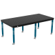Schweiß- & Montagetisch BASIC 12 mm – 2400 × 1200 mm – auf Rädern – Ø28 mm / 100×100 mm Raster