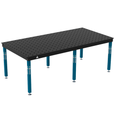 Schweiß- & Montagetisch BASIC 12 mm – 2400 × 1200 mm – auf Füßen – Ø28 mm / 100×100 mm Raster