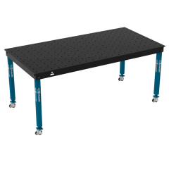 Schweiß- & Montagetisch BASIC 12 mm – 2000 × 1000 mm – auf Rädern – Ø16 mm / 100×100 mm Raster